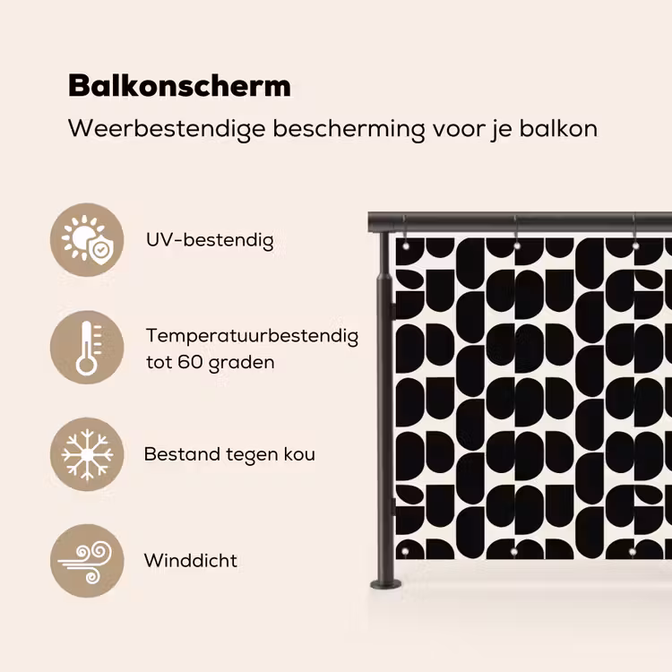 Balkonscherm - Modern - Patroon - Zwart — 3