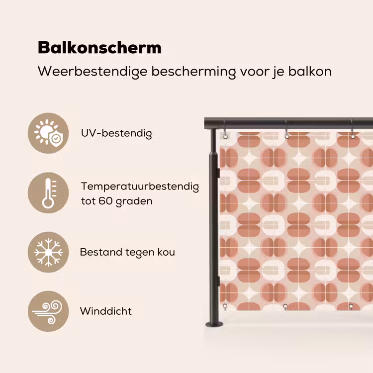 Balkonscherm - Retro - Klassiek - Roze — 3