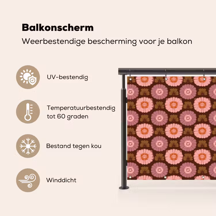 Balkonscherm - Retro - Madelief - Roze — 3
