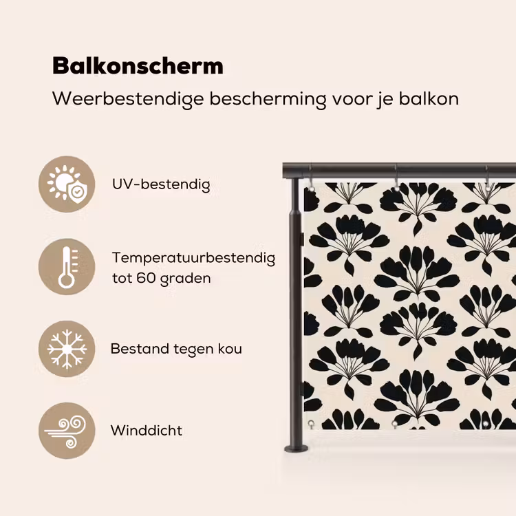 Balkonscherm - Abstract - Patroon - Zwart — 3
