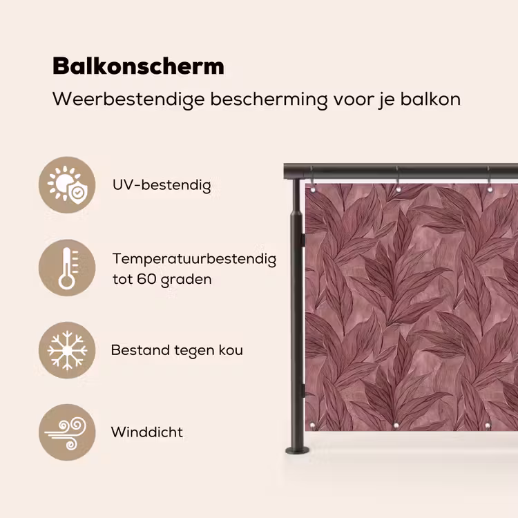 Balkonscherm - Bladeren - Patroon - Paars — 3