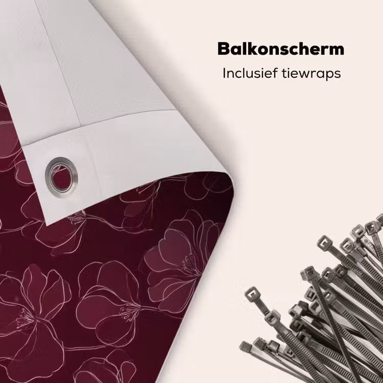 Balkonscherm - Bloemen - Patroon - Bordeauxrood — 4