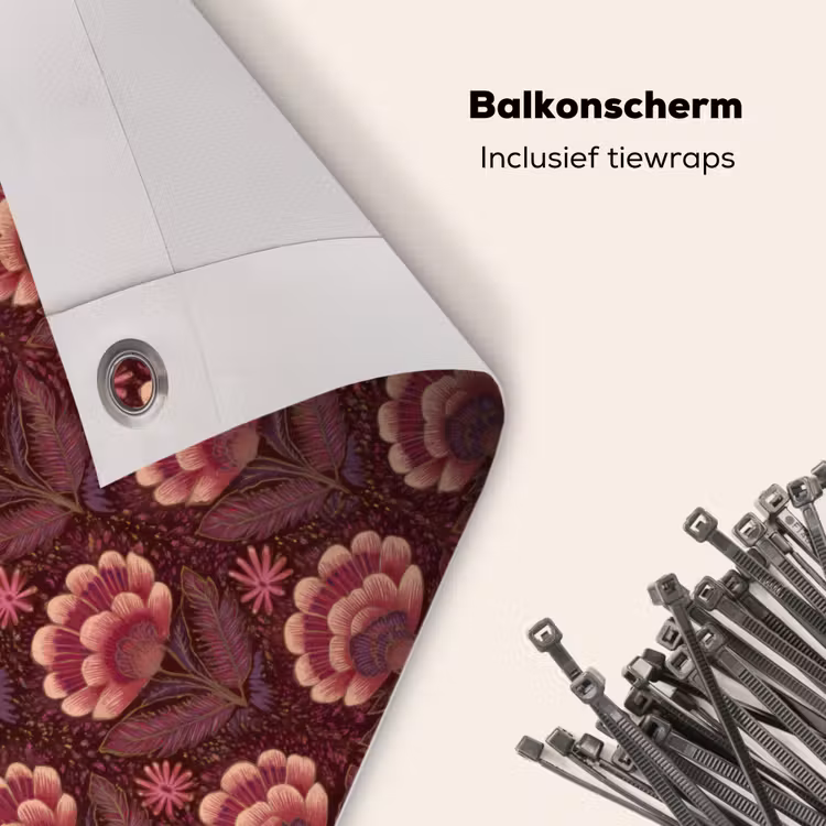 Balkonscherm - Bloemen - Waaier - Paars — 4