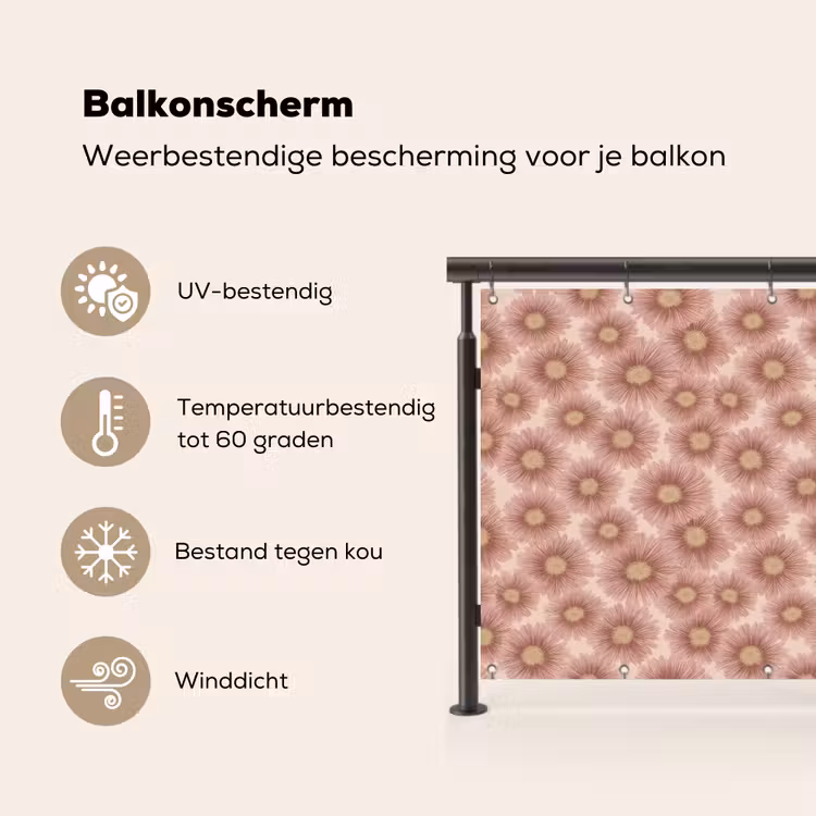 Balkonscherm - Gerbera - Bloemen - Roze — 3