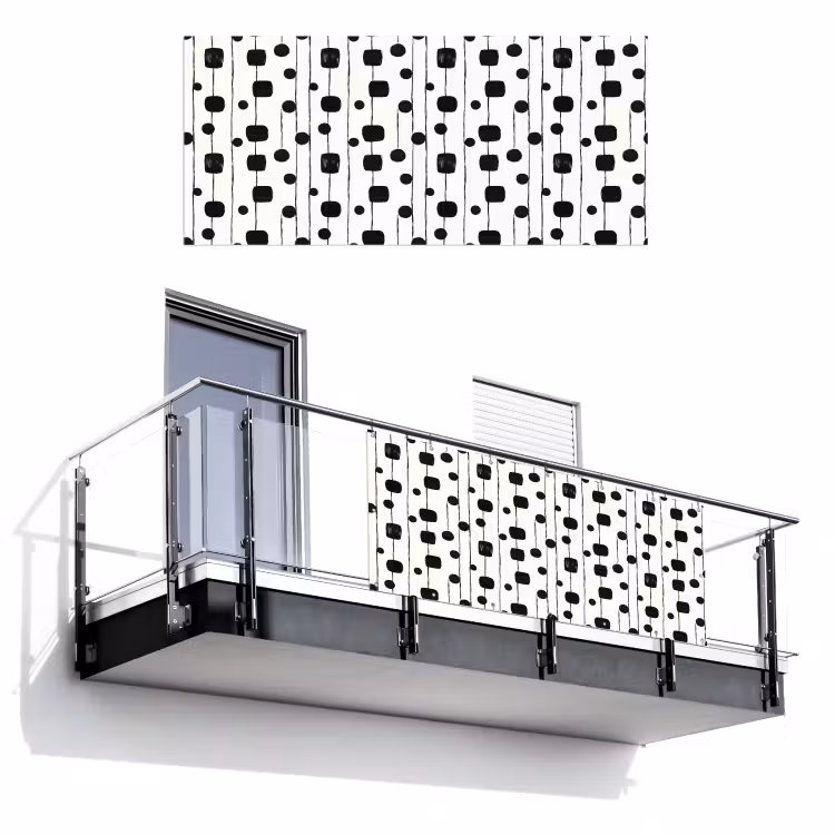 Balkonscherm - Grafisch - Modern - Zwart — 1