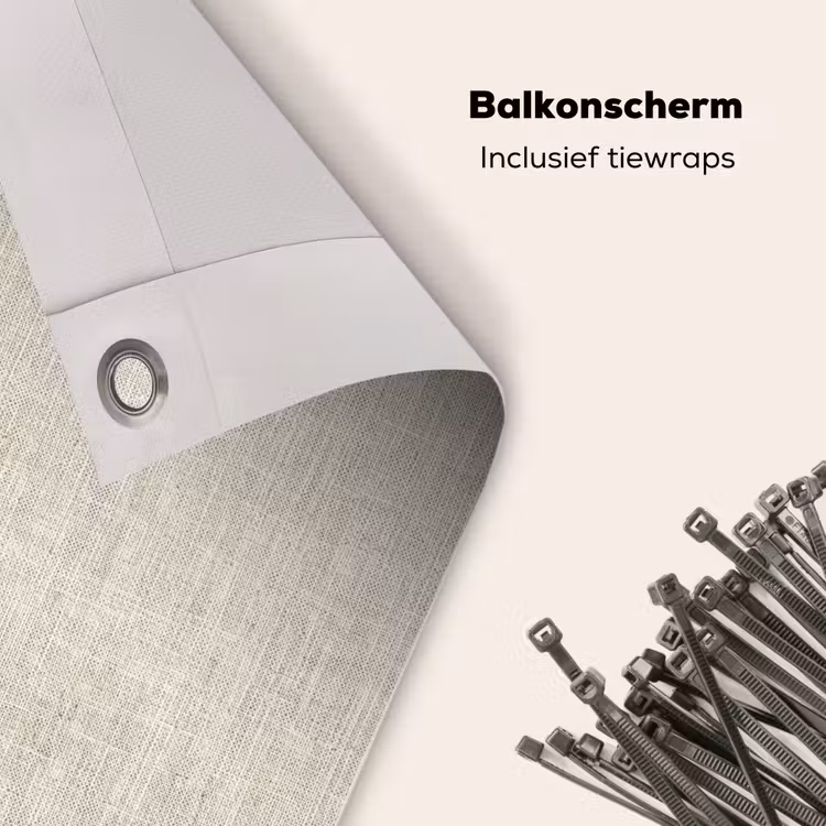 Balkonscherm - Linnen - Textuur - Beige — 4