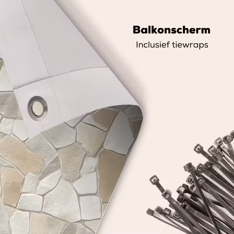 Balkonscherm - Mozaïek - Stenen - Beige — 4