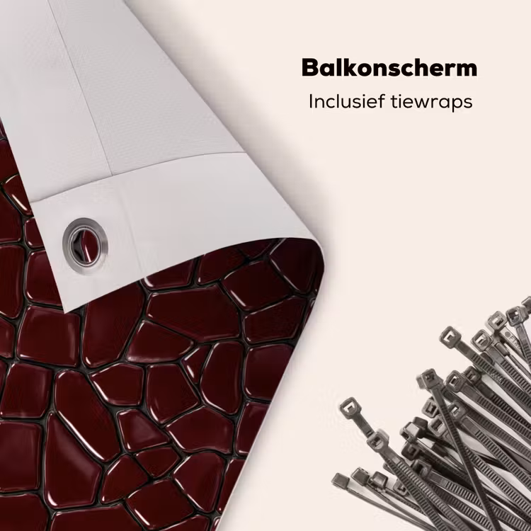 Balkonscherm - Mozaïek - Tegel - Bordeauxrood — 4