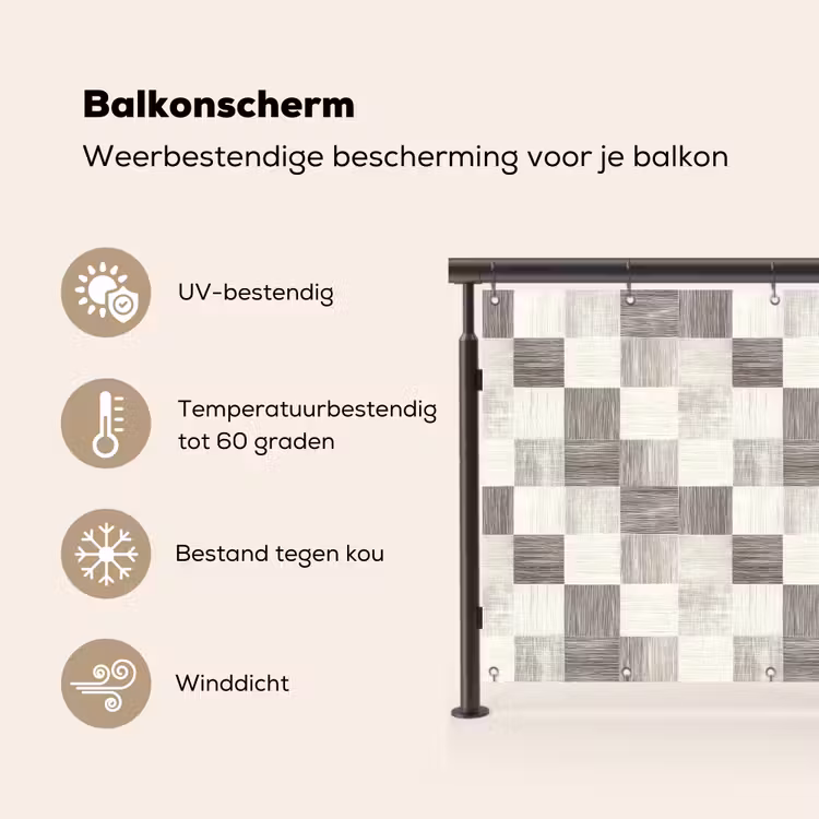 Balkonscherm - Patroon - Dambord - Houtnerf — 3