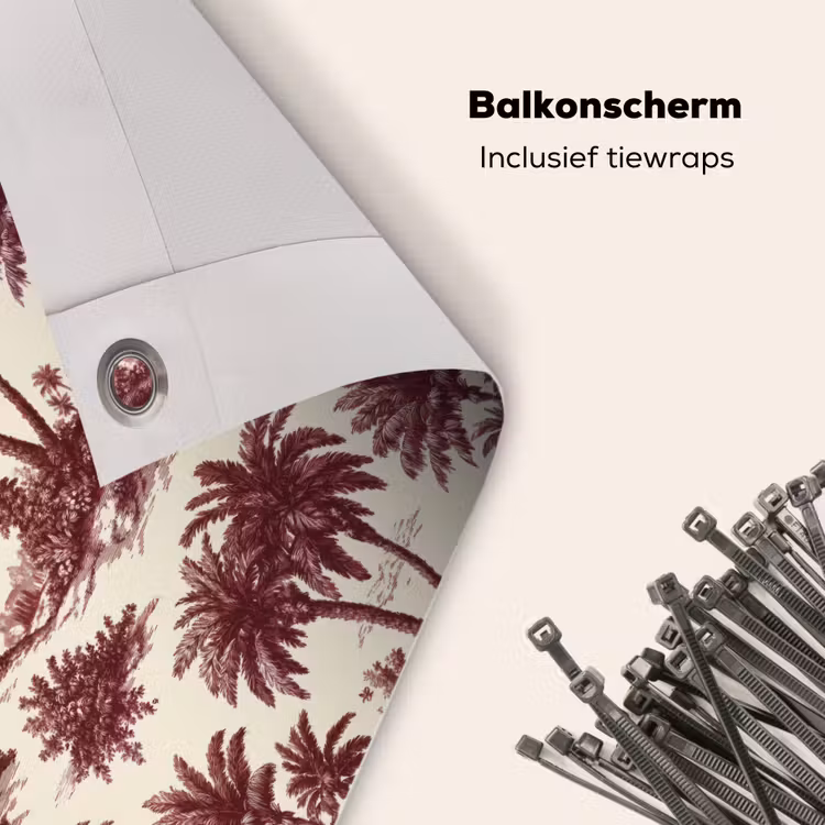 Balkonscherm - Tropisch - Geometrisch - Bordeauxrood — 4