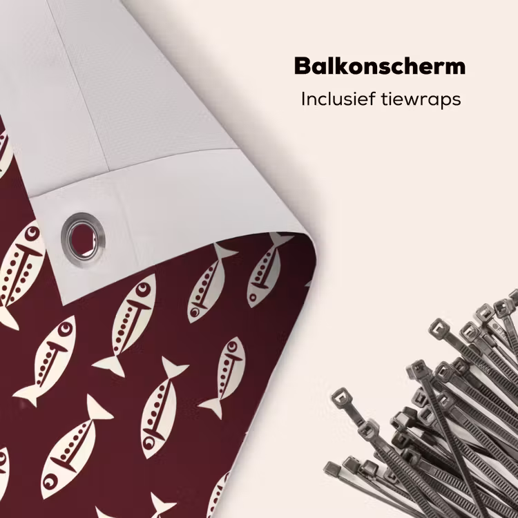 Balkonscherm - Vissen - Grafisch - Patroon - Donker — 4
