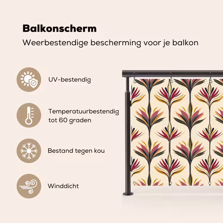 Balkonscherm - Waaier - Motief - Kleurrijk — 3