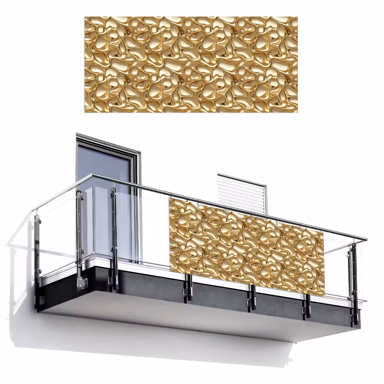 Balkonscherm - Abstract - Modern - Goud — 1