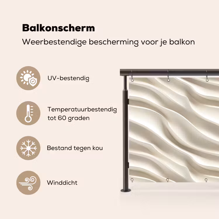 Balkonscherm - Diagonaal - Golven - Crème — 3
