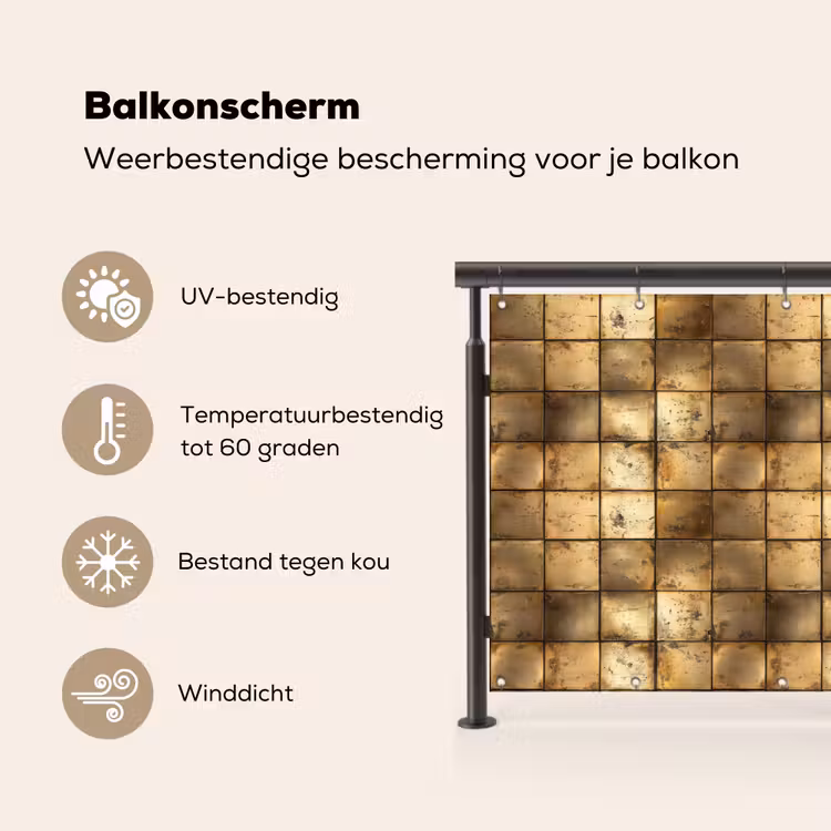 Balkonscherm - Geometrisch - Tegels - Goud — 3
