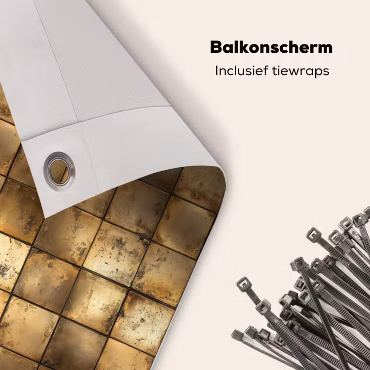Balkonscherm - Geometrisch - Tegels - Goud — 4