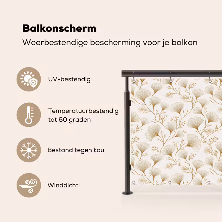 Balkonscherm - Ginkgo - Takken - Goud — 3