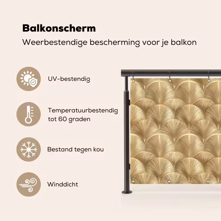 Balkonscherm - Patroon - Waaier - Goud — 3