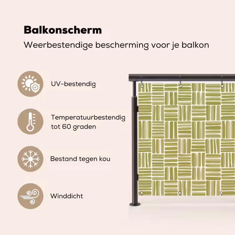 Balkonscherm - Vlecht - Patroon - Groen — 3