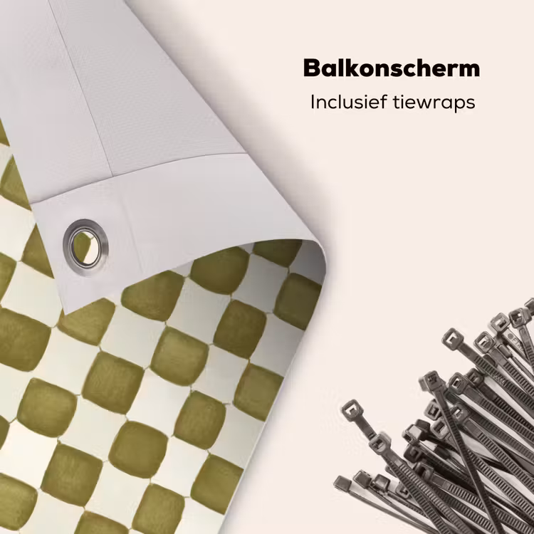 Balkonscherm - Schaak - Patroon - Groen — 4