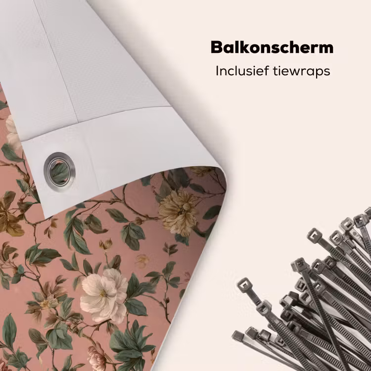 Balkonscherm - Bloemen - Klassiek - Roze — 4