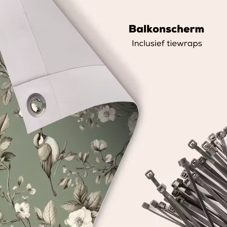 Balkonscherm - Botanisch - Vogels - Groen — 4