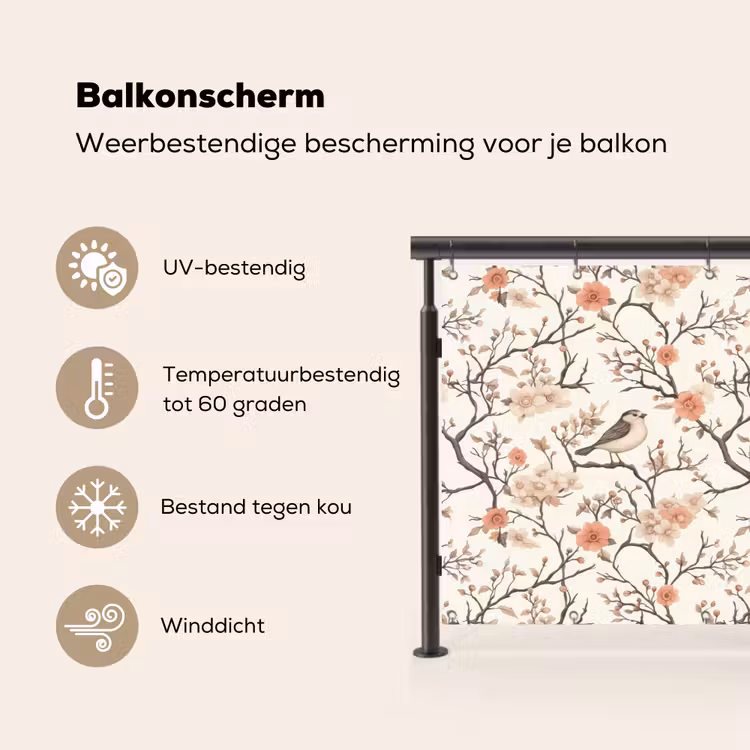 Balkonscherm - Kersenbloesem - Mus - Roze — 3