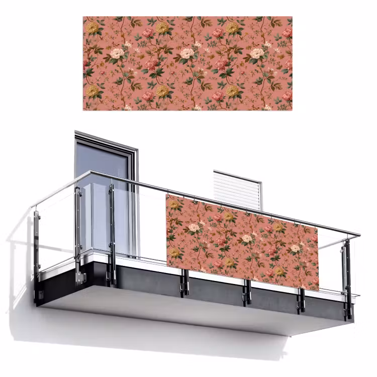 Balkonscherm - Klassiek - Botanisch - Roze — 1