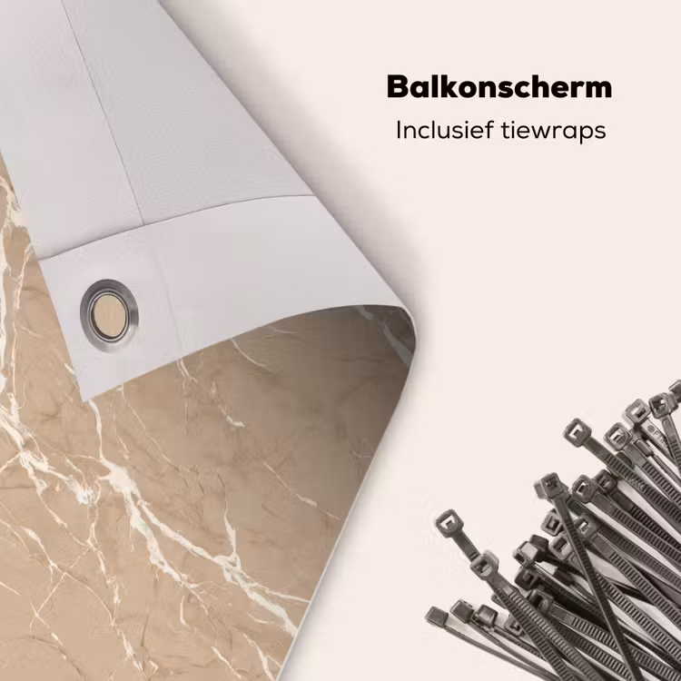 Balkonscherm - Beige - Marmer - Organisch - Wit — 4