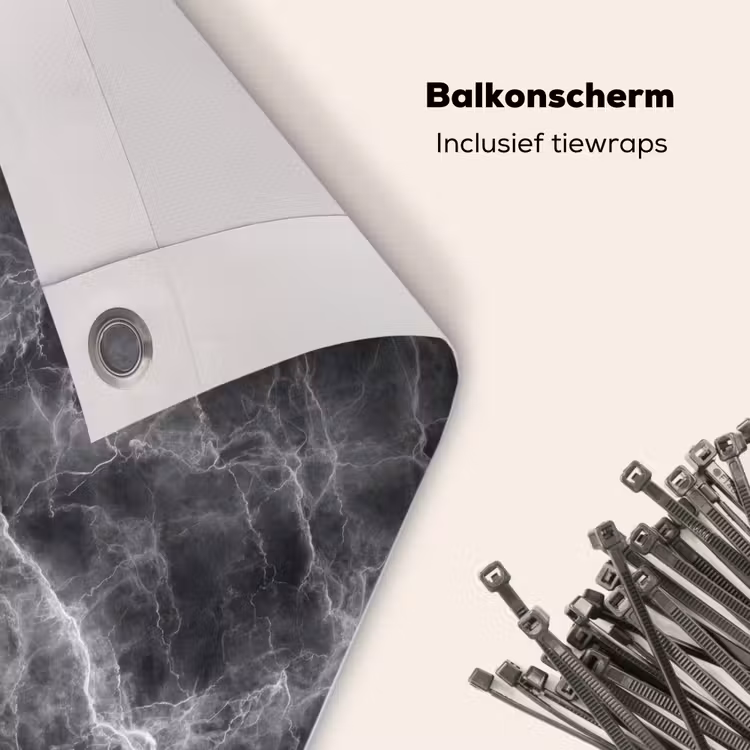 Balkonscherm - Donkergrijs - Bliksem - Marmer — 4