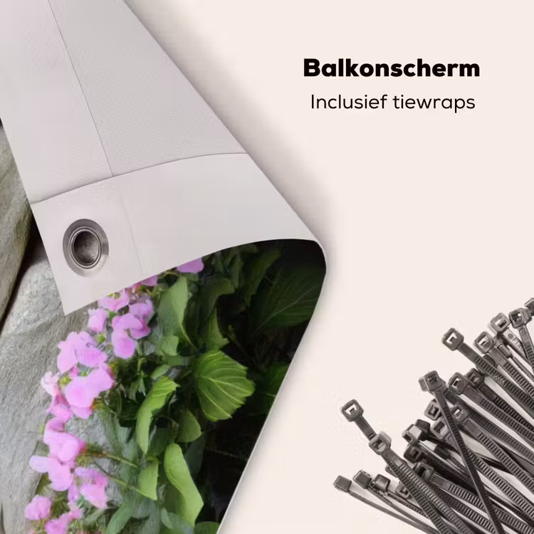 Balkonscherm - Hortensia’s - Stenen - Muur - Bloemen — 4