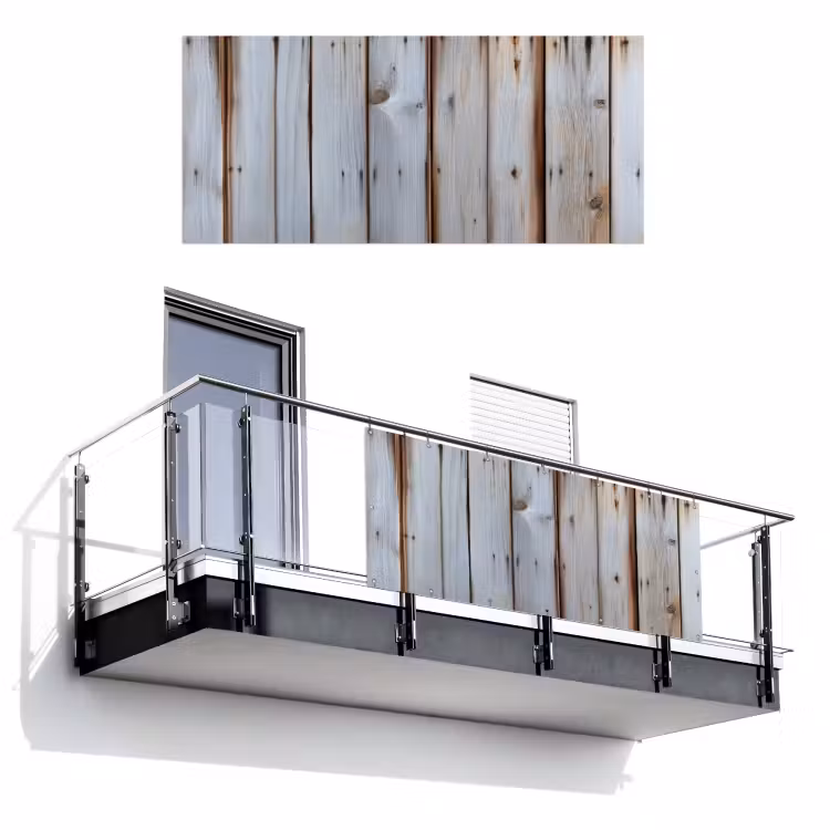 Balkonscherm - Hout - Planken - Verweerd — 1