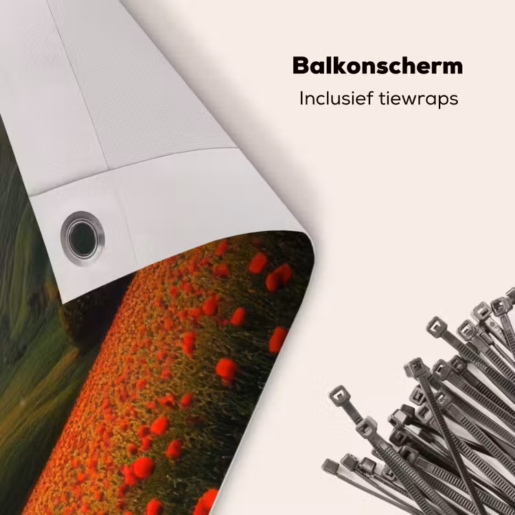 Balkonscherm - Klaprozen - Bloemen - Heuvels - Zonsondergang — 4