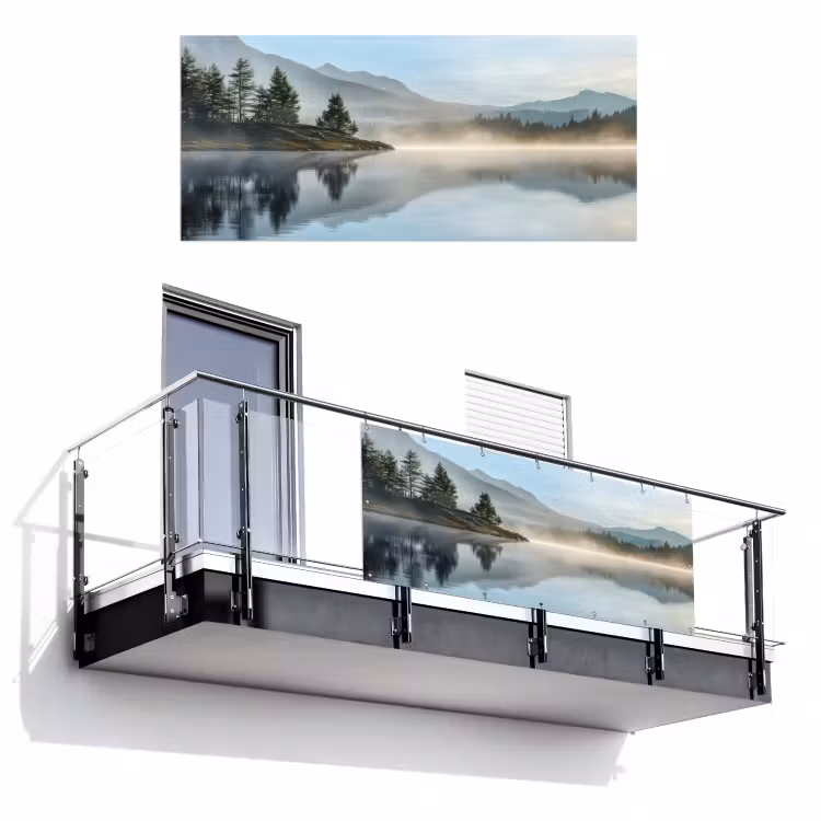 Balkonscherm - Meer - Mist - Bergen - Landschap — 1