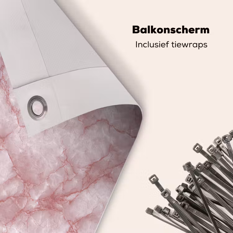 Balkonscherm - Roze - Kwartsmarmer - Aders — 4