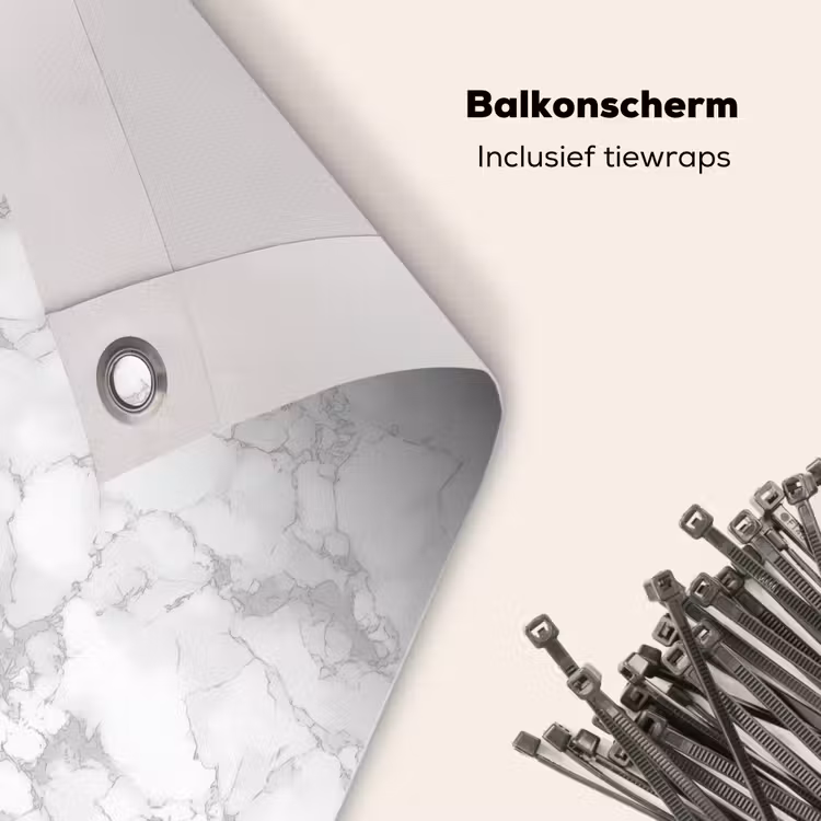 Balkonscherm - Wit - Marmer - Grijs — 4