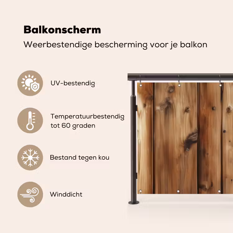 Balkonscherm - Hout - Planken - Bruin — 3