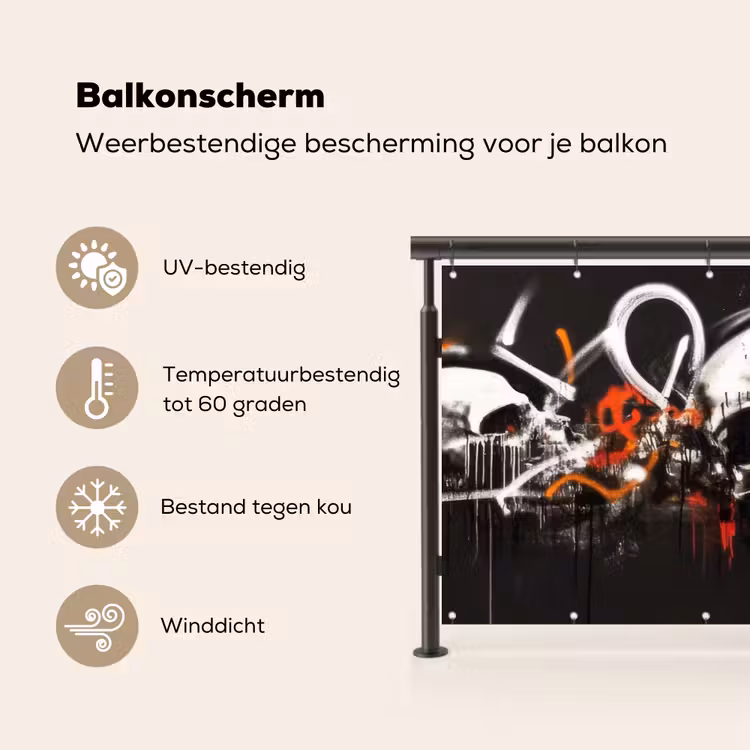 Balkonscherm - Schedels - Kunst - Donker - Rood — 3