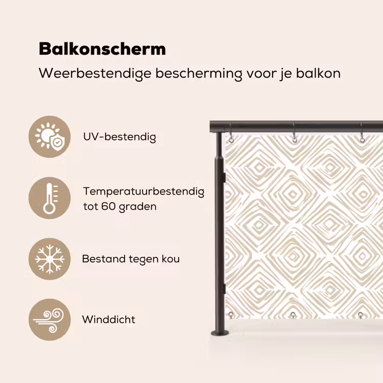 Balkonscherm - Abstract - Ruit - Beige — 3