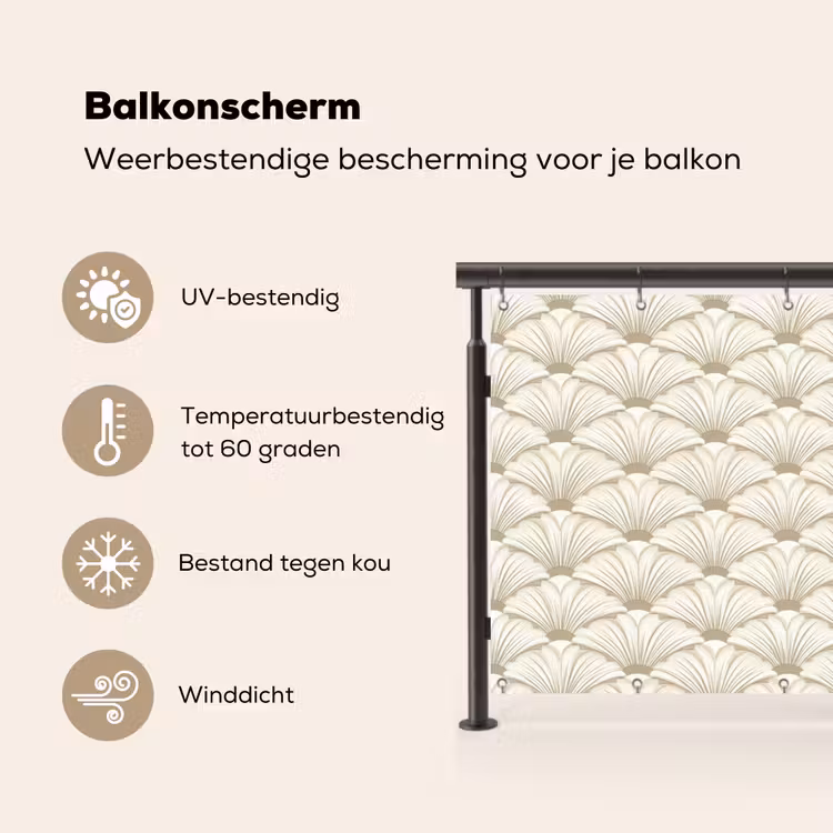 Balkonscherm - Klassiek - Art - Beige — 3