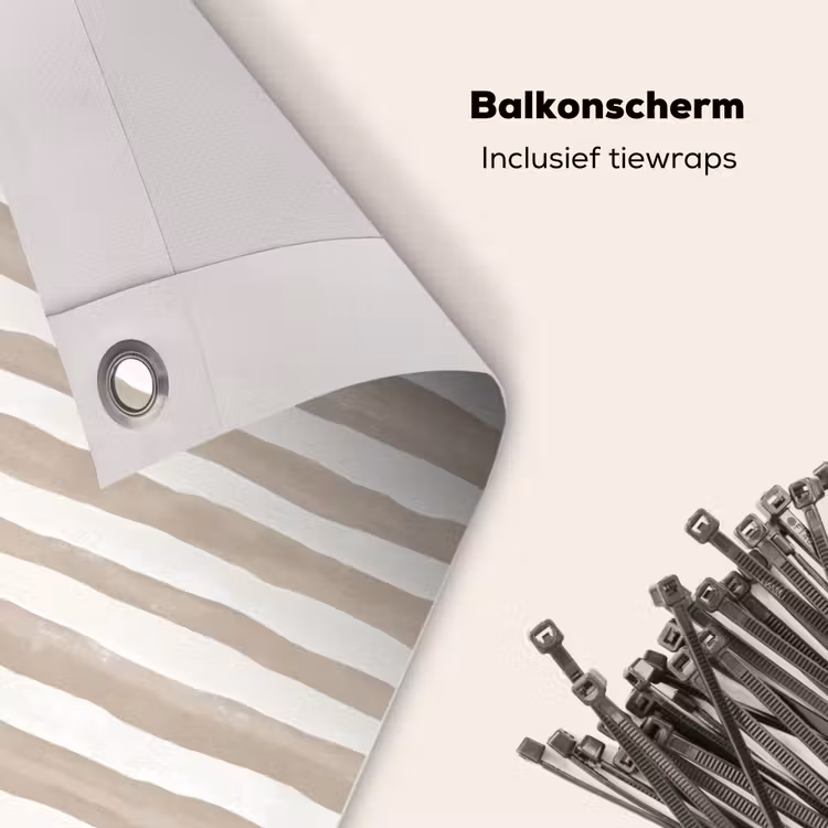 Balkonscherm - Minimalistisch - Strepen - Beige — 4