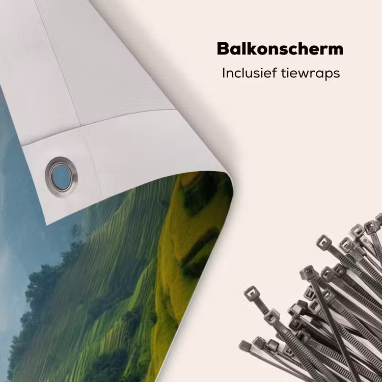 Balkonscherm - Rijstvelden - Bergen - Groen - Natuur — 4