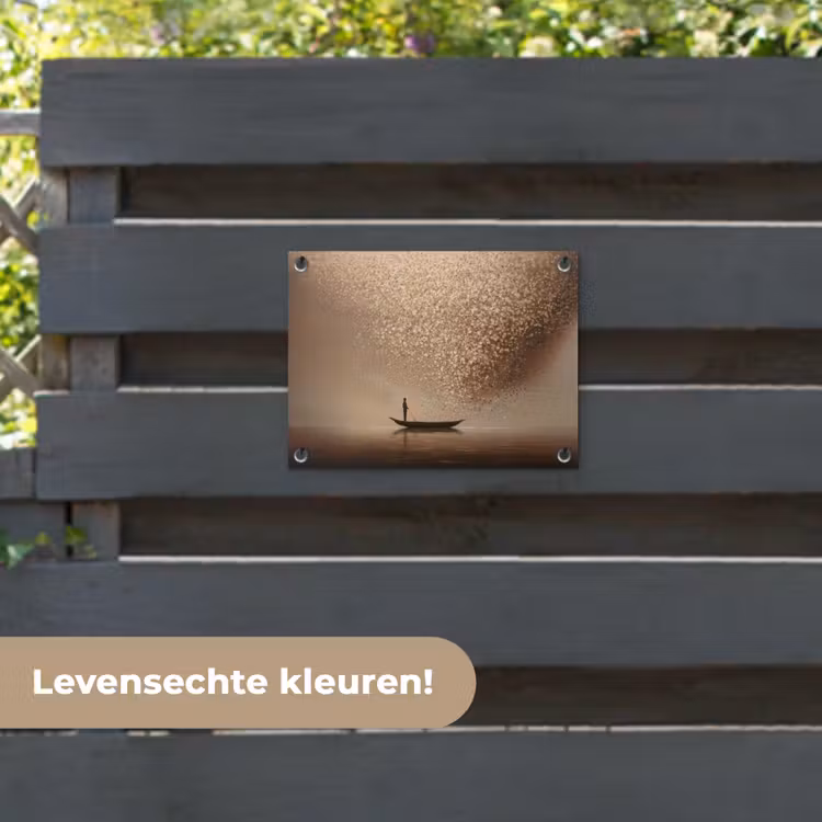 Tuinposter - Bootje - Blaadjes - Goud - Water — 6