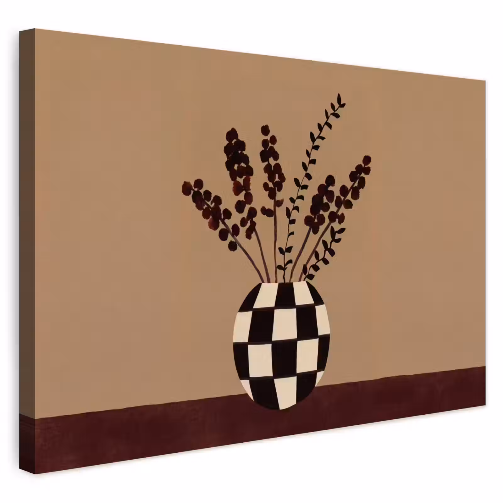Buiten canvas - Minimalistisch - Vaas - Bloemen - Bruin — 1