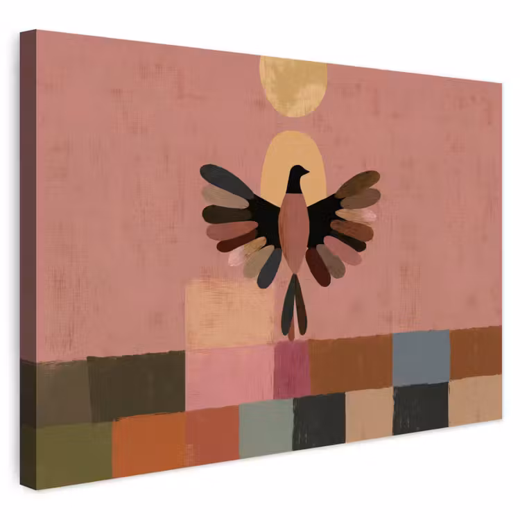 Buiten canvas - Illustratie - Vogel - Vlakken - Kleurrijk — 1