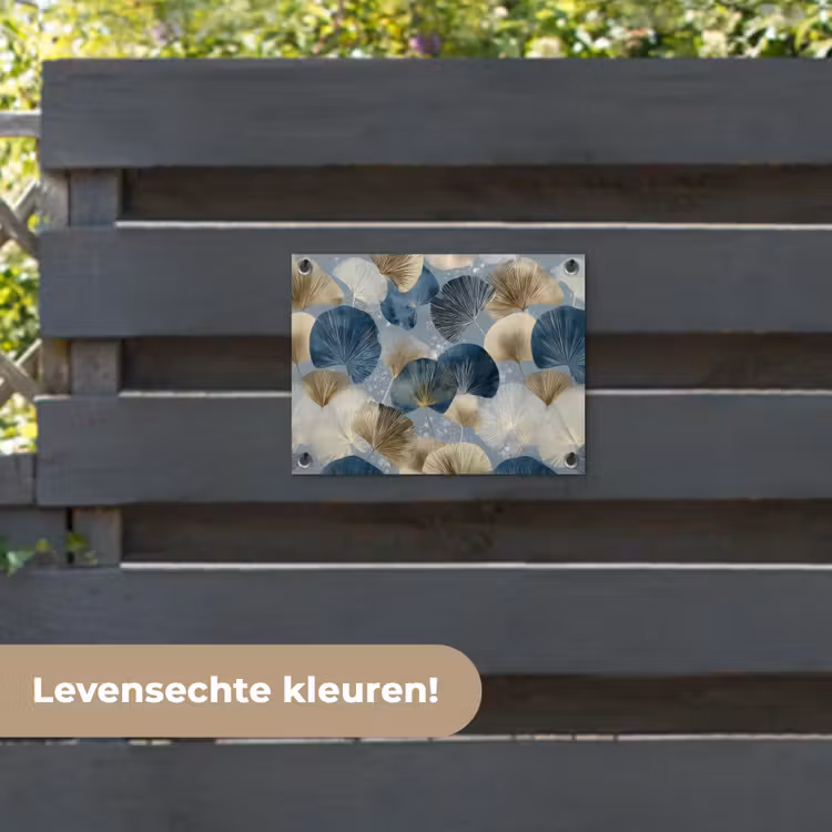 Tuinposter - Bladeren - Abstract - Goud - Blauw — 6