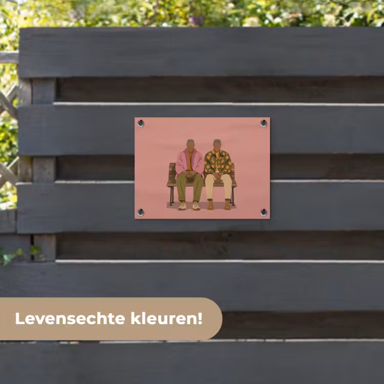 Tuinposter - Illustratie - Bankje - Personen - Minimalistisch — 6