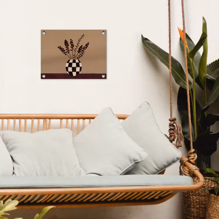 Tuinposter - Minimalistisch - Vaas - Bloemen - Bruin — 4