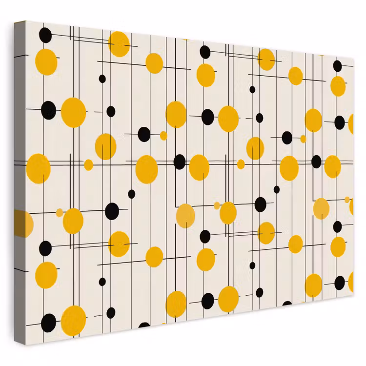 Buiten canvas - Geometrisch - Retro - Lijnen - Okergeel - Zwart — 1