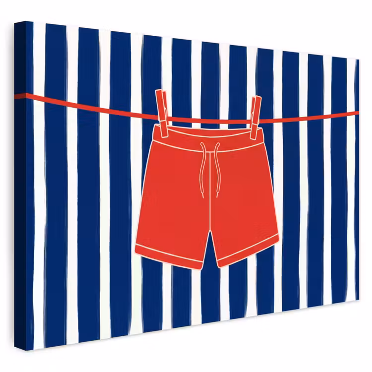 Buiten canvas - Shorts - Waslijn - Zomer - Illustratie - Rood — 1